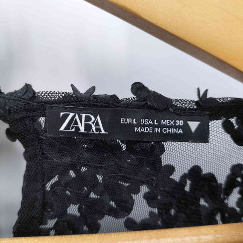 ザラ ZARA 3D立体フラワーモチーフ レースブラウス レディース JPN:L